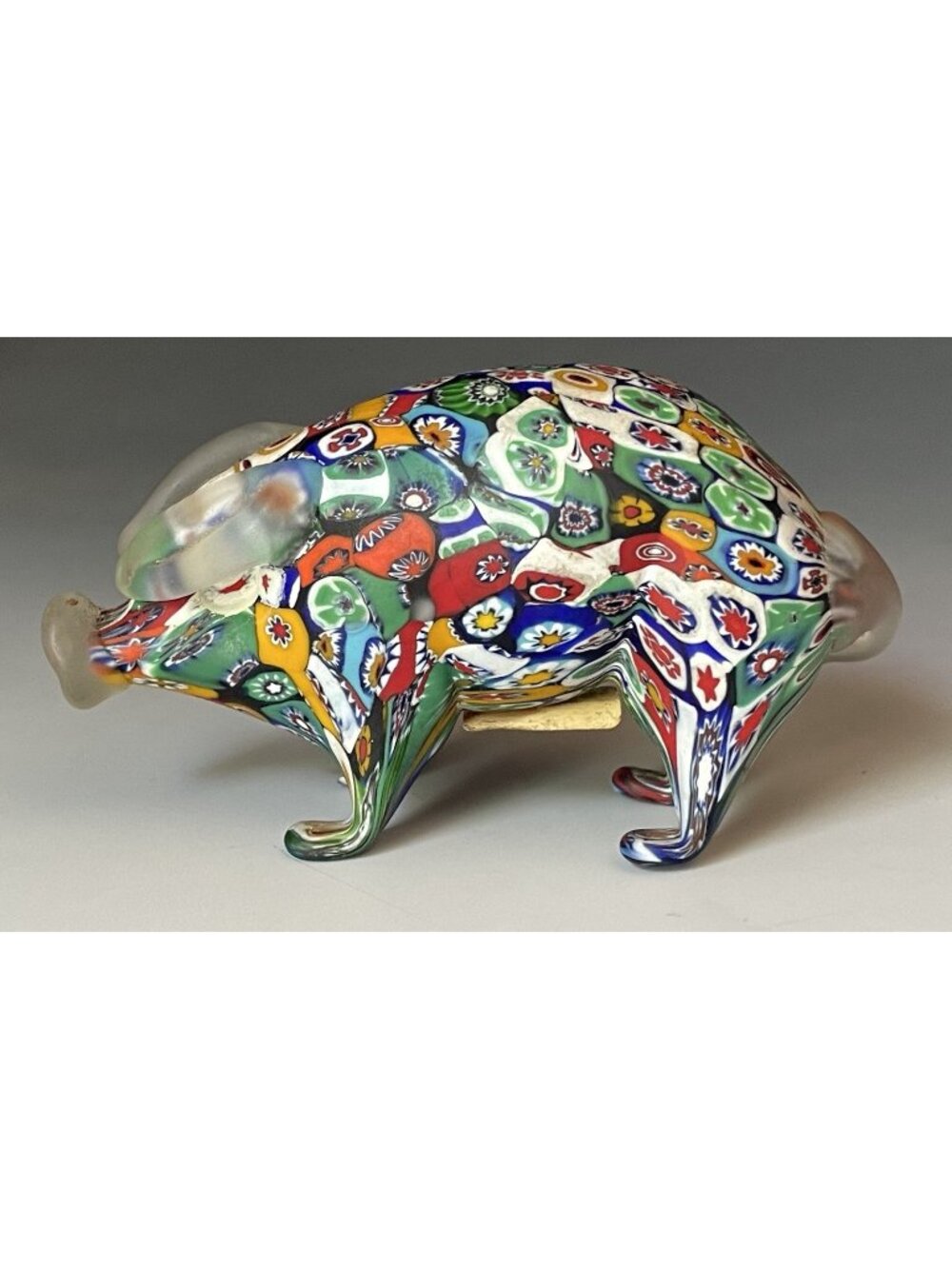 Mid-Century Retro Vintage Murano Glass Millefiori Pig Figural Animal Figurine